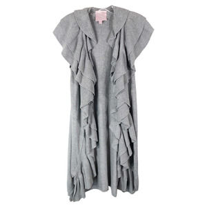 Romeo Juliet Couture Medium‎ Sweater Shrug Sleeveless Gray Ruffle Knit Long 1446